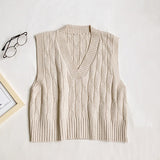 Autumn Sweater Vest Women's Vest  Sweater Korean Elegant Student V-neck Pullover Loose Casual Knitting Tops Outerwear Vest