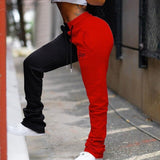 Women High Waist Sweatpants Pleated Joggers 2020 Elastic Summer Stacked Leggings Hem Flare Ruched Pant Split Bell Bottom Trouser