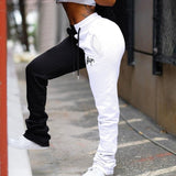 Women High Waist Sweatpants Pleated Joggers 2020 Elastic Summer Stacked Leggings Hem Flare Ruched Pant Split Bell Bottom Trouser