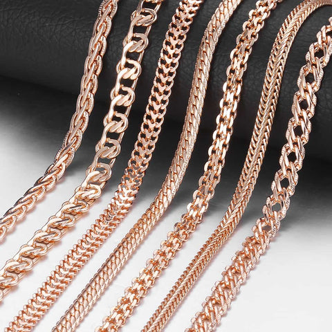 Fashion Necklace For Women Men 585 Rose Gold Venitian Curb Snail Foxtail Link Chains Necklace Fashion Jewelry 50cm 60cm CNN1
