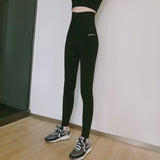 High waist tights ninth women yoga pants Fitness gym workout seamless sports leggings Black running activewear trousers female