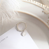 AOMU 2020 Fashion Crystal Beaded Rings Cute Minimalist Coloful Beads Geometric Stacked Fine Rings for Women Party Gift Jewelry