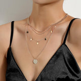 Vintage Bohemia Gold Coin letter Layered Chain Necklace For Women Shell Pearl Moon Long Choker Collar Pendant butterfly Necklace