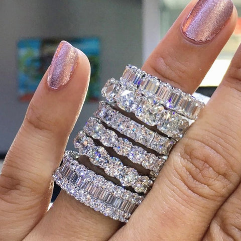 Handmade Eternity Promise Crystal Ring AAA Cz Zircon Engagement Wedding Band Rings for women Men Finger Party Jewelry CRL1141