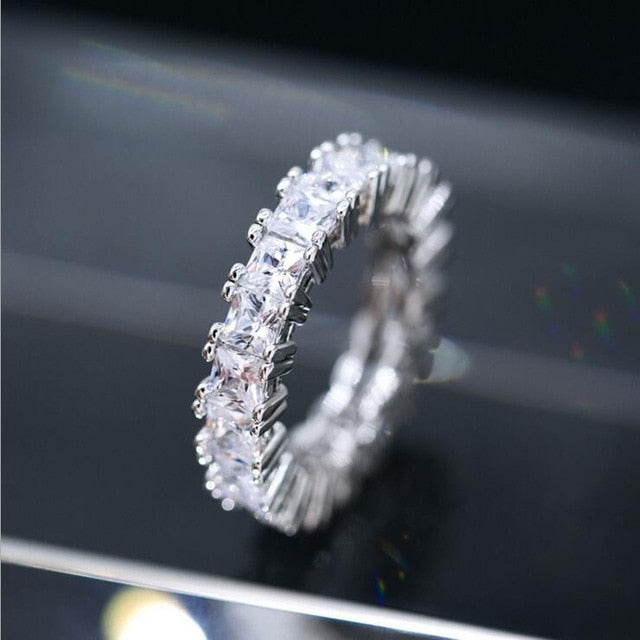 Handmade Eternity Promise Crystal Ring AAA Cz Zircon Engagement Wedding Band Rings for women Men Finger Party Jewelry CRL1141