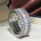 Handmade Eternity Promise Crystal Ring AAA Cz Zircon Engagement Wedding Band Rings for women Men Finger Party Jewelry CRL1141
