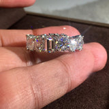 Handmade Eternity Promise Crystal Ring AAA Cz Zircon Engagement Wedding Band Rings for women Men Finger Party Jewelry CRL1141