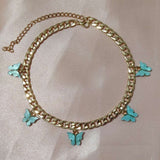 Punk Cubana Neck Chains Butterfly Pendant Necklace for Women Girl Birthday Statement 2020 Vintage Short Choker Aesthetic Jewelry