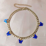 Punk Cubana Neck Chains Butterfly Pendant Necklace for Women Girl Birthday Statement 2020 Vintage Short Choker Aesthetic Jewelry