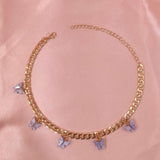 Punk Cubana Neck Chains Butterfly Pendant Necklace for Women Girl Birthday Statement 2020 Vintage Short Choker Aesthetic Jewelry