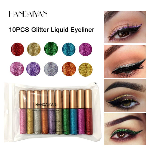 HANDAIYAN Silver Glitter Eyeshadow Liquid Eyeliner Quick-dry Eye Makeup Waterproof Liquid Eyeliner Makijaz Oczu Eye Liner Makeup