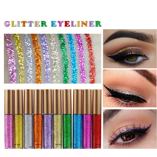 HANDAIYAN Silver Glitter Eyeshadow Liquid Eyeliner Quick-dry Eye Makeup Waterproof Liquid Eyeliner Makijaz Oczu Eye Liner Makeup