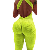 Women  Sports Yoga Set Siamese High Waist Hips Trousers Halter Top  Bandage Yoga Jumpsuit Fitness Tracksuit