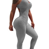 Women  Sports Yoga Set Siamese High Waist Hips Trousers Halter Top  Bandage Yoga Jumpsuit Fitness Tracksuit