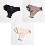 3pcs Thong Panties Seamless Silk Underwear Brief Sexy Tanga Lingerie Women G String Thongs Panty Breeches Briefs