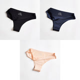 3pcs Thong Panties Seamless Silk Underwear Brief Sexy Tanga Lingerie Women G String Thongs Panty Breeches Briefs