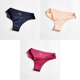 3pcs Thong Panties Seamless Silk Underwear Brief Sexy Tanga Lingerie Women G String Thongs Panty Breeches Briefs