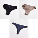 3pcs Thong Panties Seamless Silk Underwear Brief Sexy Tanga Lingerie Women G String Thongs Panty Breeches Briefs