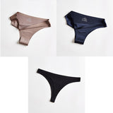 3pcs Thong Panties Seamless Silk Underwear Brief Sexy Tanga Lingerie Women G String Thongs Panty Breeches Briefs