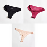 3pcs Thong Panties Seamless Silk Underwear Brief Sexy Tanga Lingerie Women G String Thongs Panty Breeches Briefs