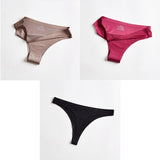 3pcs Thong Panties Seamless Silk Underwear Brief Sexy Tanga Lingerie Women G String Thongs Panty Breeches Briefs