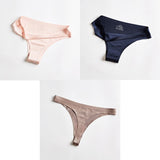 3pcs Thong Panties Seamless Silk Underwear Brief Sexy Tanga Lingerie Women G String Thongs Panty Breeches Briefs