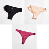 3pcs Thong Panties Seamless Silk Underwear Brief Sexy Tanga Lingerie Women G String Thongs Panty Breeches Briefs