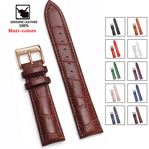 Genuine Leather Watchbands 12/14/16/18/19/20/22/24 mm Watch Steel Pin buckle Band Strap High Quality Wrist Belt Bracelet + Tool