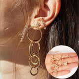 Boho Gold Crystal Pearl Earrings Set Women Heart Moon Star Cross Geometric Feather Female Earring Vintage Fashion Jewelry 2020