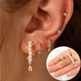 Boho Gold Crystal Pearl Earrings Set Women Heart Moon Star Cross Geometric Feather Female Earring Vintage Fashion Jewelry 2020