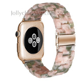 Resin Watch strap for apple watch 6 5 4 band 42mm 38mm correa transparent steel for iwatch 6 series 5 4 3/2 watchband 44mm 40mm