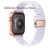 Resin Watch strap for apple watch 6 5 4 band 42mm 38mm correa transparent steel for iwatch 6 series 5 4 3/2 watchband 44mm 40mm