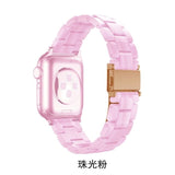 Resin Watch strap for apple watch 6 5 4 band 42mm 38mm correa transparent steel for iwatch 6 series 5 4 3/2 watchband 44mm 40mm