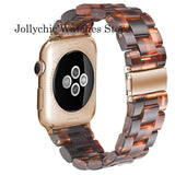 Resin Watch strap for apple watch 6 5 4 band 42mm 38mm correa transparent steel for iwatch 6 series 5 4 3/2 watchband 44mm 40mm