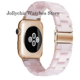 Resin Watch strap for apple watch 6 5 4 band 42mm 38mm correa transparent steel for iwatch 6 series 5 4 3/2 watchband 44mm 40mm