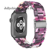 Resin Watch strap for apple watch 6 5 4 band 42mm 38mm correa transparent steel for iwatch 6 series 5 4 3/2 watchband 44mm 40mm