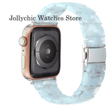 Resin Watch strap for apple watch 6 5 4 band 42mm 38mm correa transparent steel for iwatch 6 series 5 4 3/2 watchband 44mm 40mm