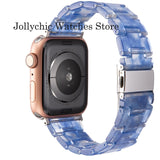 Resin Watch strap for apple watch 6 5 4 band 42mm 38mm correa transparent steel for iwatch 6 series 5 4 3/2 watchband 44mm 40mm