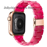 Resin Watch strap for apple watch 6 5 4 band 42mm 38mm correa transparent steel for iwatch 6 series 5 4 3/2 watchband 44mm 40mm