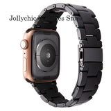 Resin Watch strap for apple watch 6 5 4 band 42mm 38mm correa transparent steel for iwatch 6 series 5 4 3/2 watchband 44mm 40mm