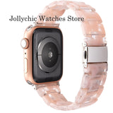 Resin Watch strap for apple watch 6 5 4 band 42mm 38mm correa transparent steel for iwatch 6 series 5 4 3/2 watchband 44mm 40mm