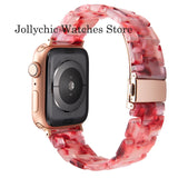 Resin Watch strap for apple watch 6 5 4 band 42mm 38mm correa transparent steel for iwatch 6 series 5 4 3/2 watchband 44mm 40mm