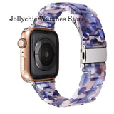 Resin Watch strap for apple watch 6 5 4 band 42mm 38mm correa transparent steel for iwatch 6 series 5 4 3/2 watchband 44mm 40mm