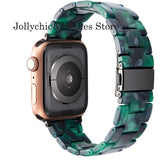 Resin Watch strap for apple watch 6 5 4 band 42mm 38mm correa transparent steel for iwatch 6 series 5 4 3/2 watchband 44mm 40mm