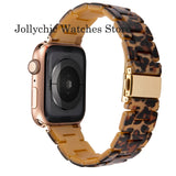 Resin Watch strap for apple watch 6 5 4 band 42mm 38mm correa transparent steel for iwatch 6 series 5 4 3/2 watchband 44mm 40mm