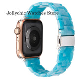 Resin Watch strap for apple watch 6 5 4 band 42mm 38mm correa transparent steel for iwatch 6 series 5 4 3/2 watchband 44mm 40mm