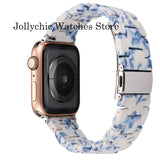Resin Watch strap for apple watch 6 5 4 band 42mm 38mm correa transparent steel for iwatch 6 series 5 4 3/2 watchband 44mm 40mm