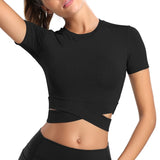 VERTVIE Tight  Yoga Shirts Women Short Sleeve Cropped Gym Tops Fitness  Running Workout Sport T-Shirts Sports Wear