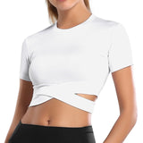VERTVIE Tight  Yoga Shirts Women Short Sleeve Cropped Gym Tops Fitness  Running Workout Sport T-Shirts Sports Wear