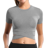 VERTVIE Tight  Yoga Shirts Women Short Sleeve Cropped Gym Tops Fitness  Running Workout Sport T-Shirts Sports Wear